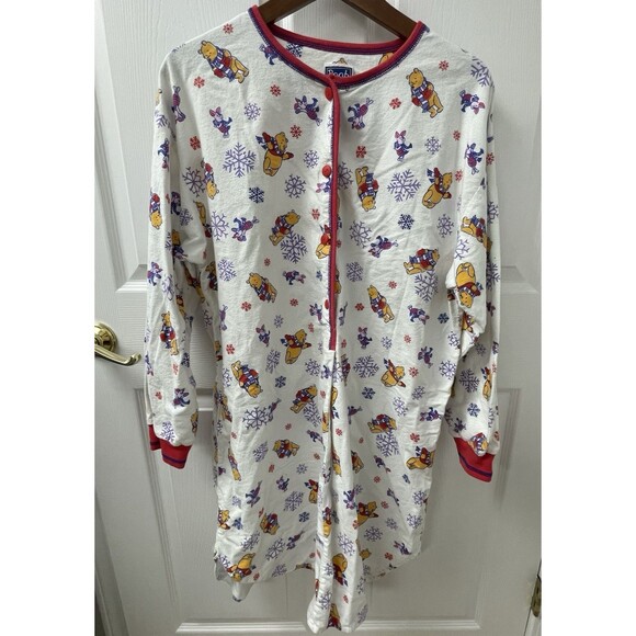 VTG 1998 Winnie the Pooh Nightshirt Winter Long Sleeve Pooh & Piglet Sz. Medium - Picture 3 of 13